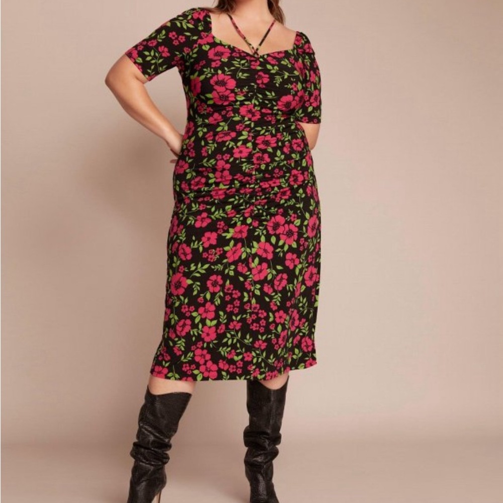 11. Honoré Collection floral front ruched dress